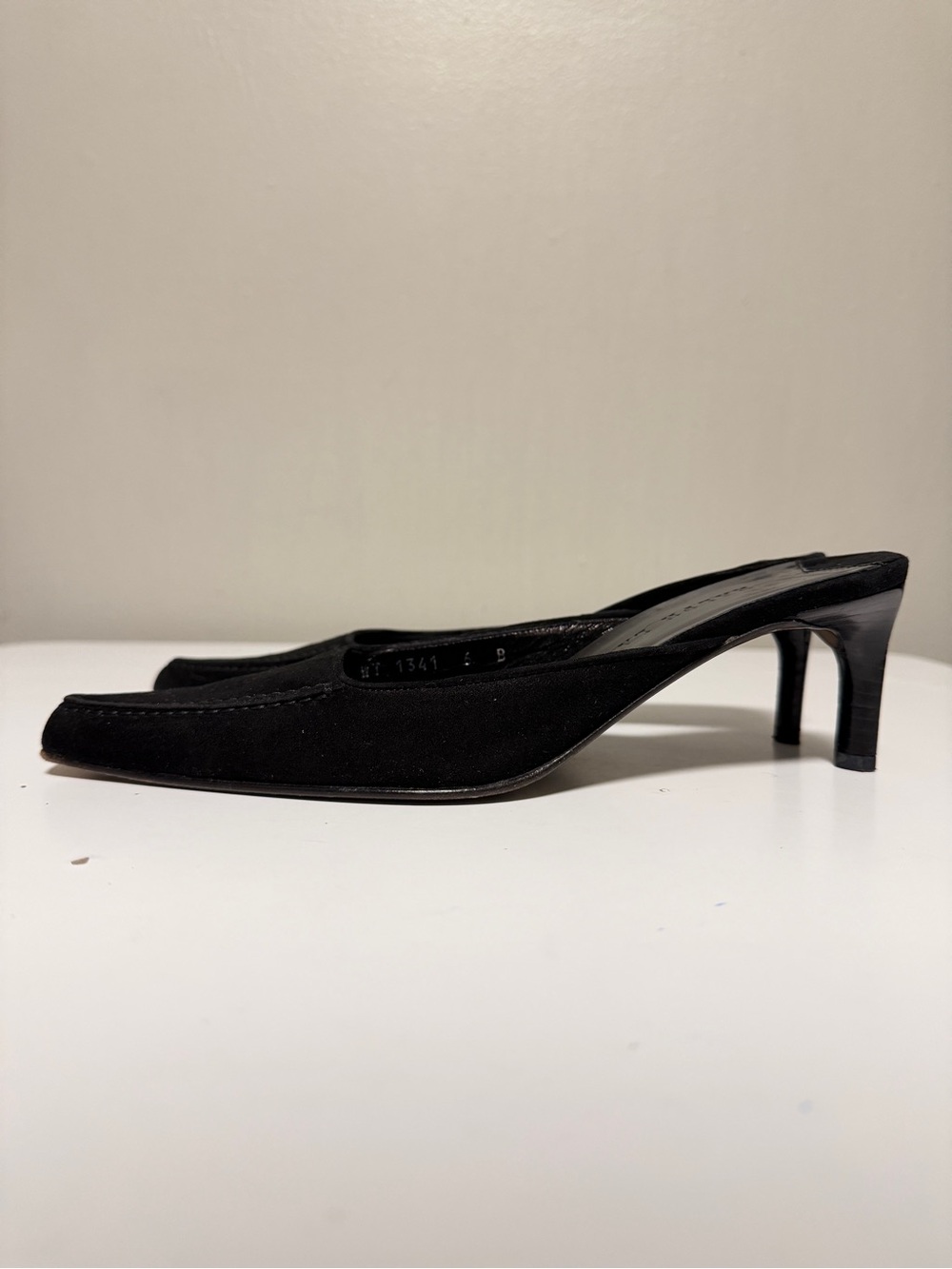 Ralph Lauren Kitten Heels Black Mules Contrast Stitching Y2K Italy Women’s US 6